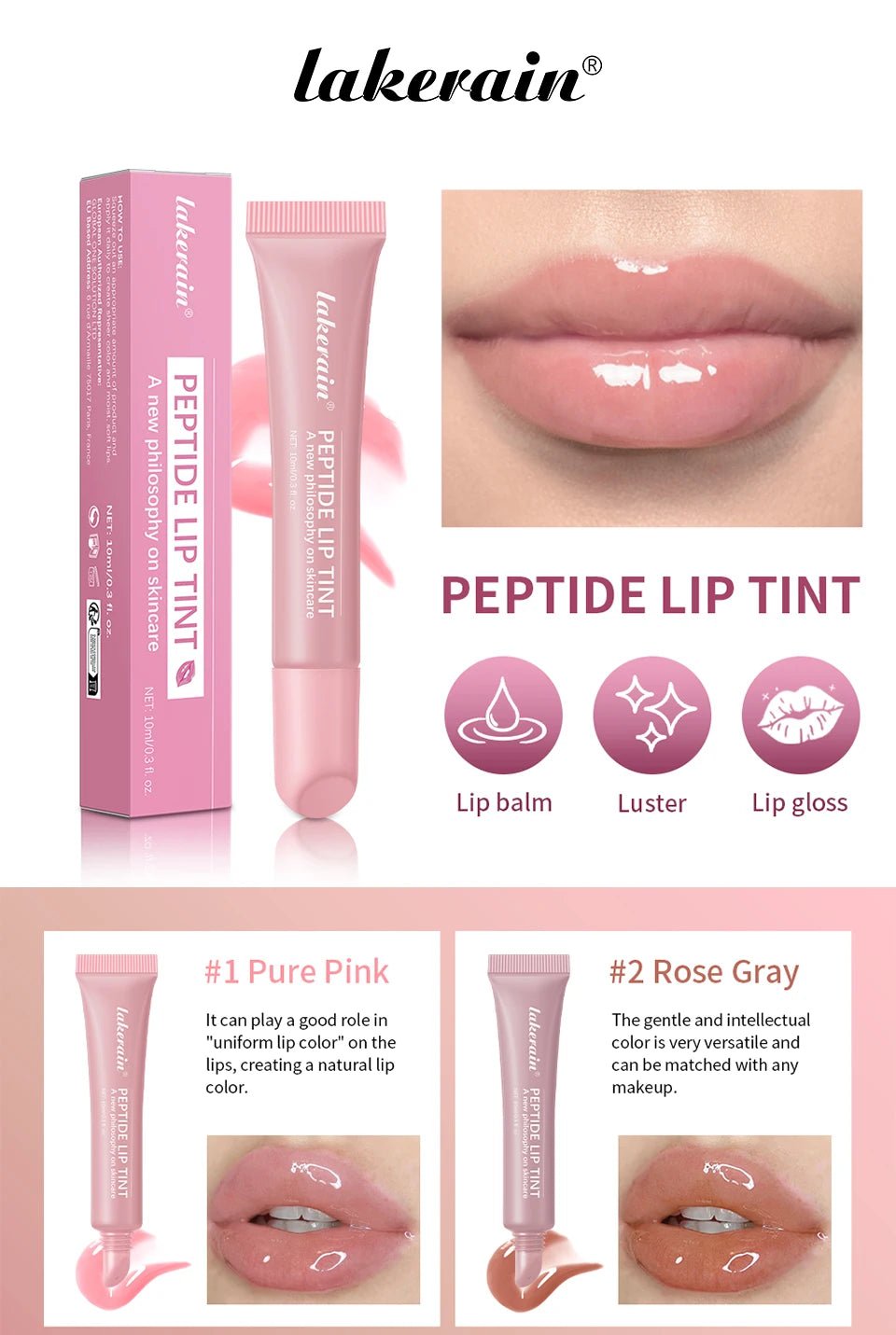 Glass Lip Oil Serum — 10ml Jelly Mirror Glaze with 8 Shades - Mzunye