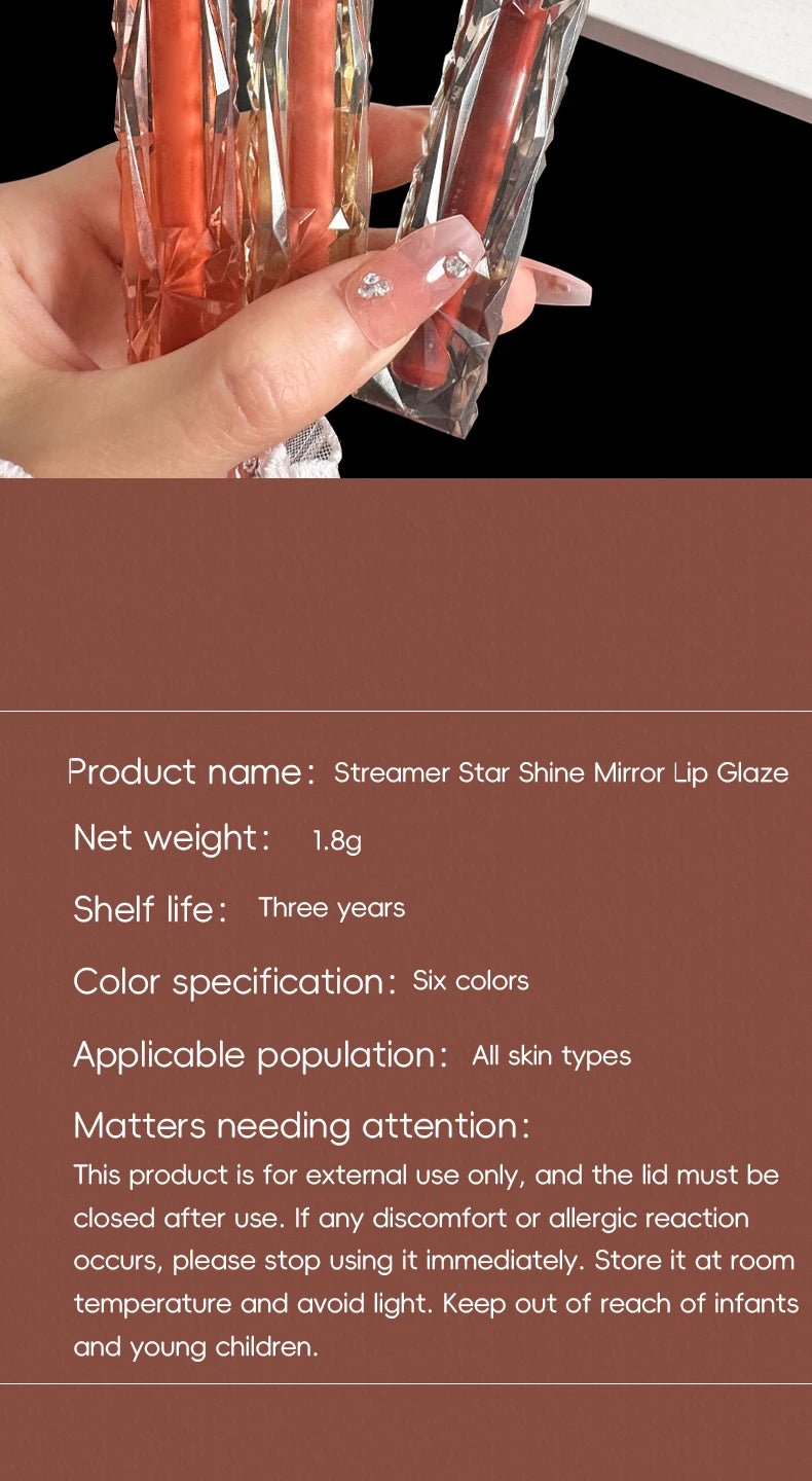 Glass Mirror Lip Gloss — Waterproof Long - Lasting Transparent Color - Mzunye