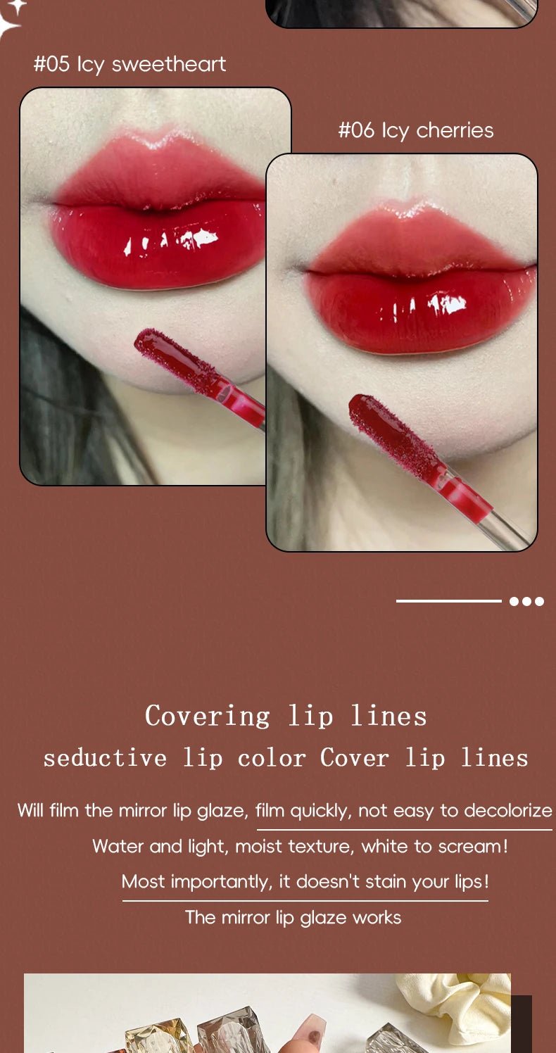Glass Mirror Lip Gloss — Waterproof Long - Lasting Transparent Color - Mzunye