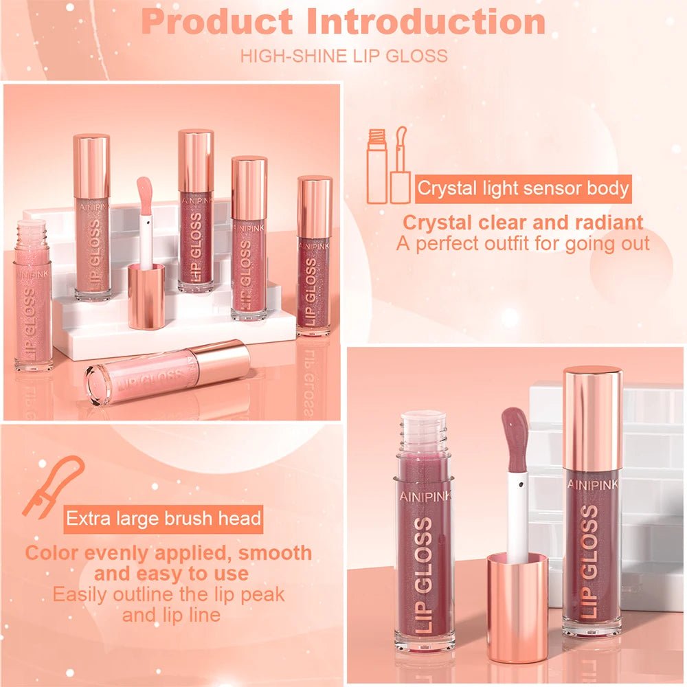 Glitter Lip Gloss — Moisturizing Waterproof Natural Lip Plumper with High Pigment & Long - Lasting Tint - Mzunye