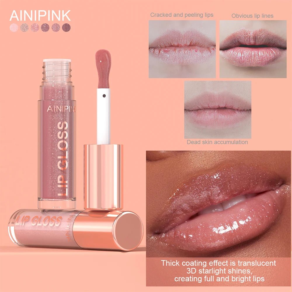 Glitter Lip Gloss — Moisturizing Waterproof Natural Lip Plumper with High Pigment & Long - Lasting Tint - Mzunye