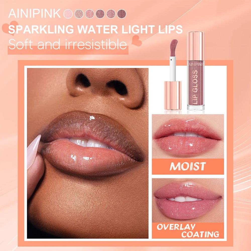 Glitter Lip Gloss — Moisturizing Waterproof Natural Lip Plumper with High Pigment & Long - Lasting Tint - Mzunye