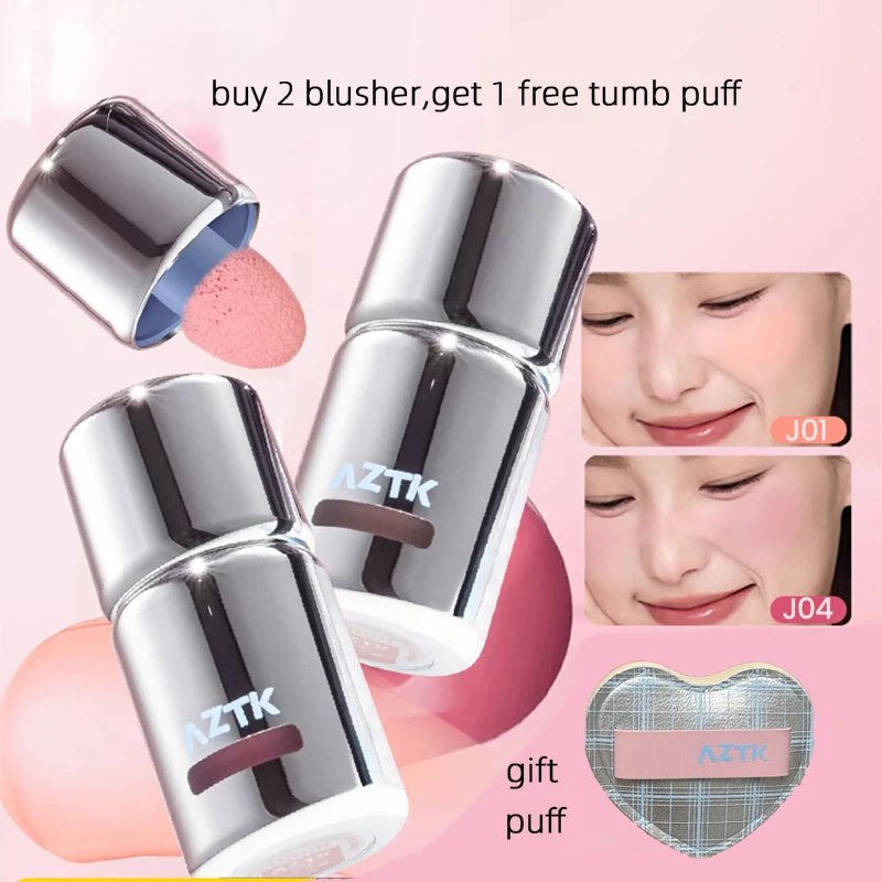 Glossy Moisturizing Liquid Blush — Natural Long - Lasting Cheek Rouge in 7 Shades - Mzunye