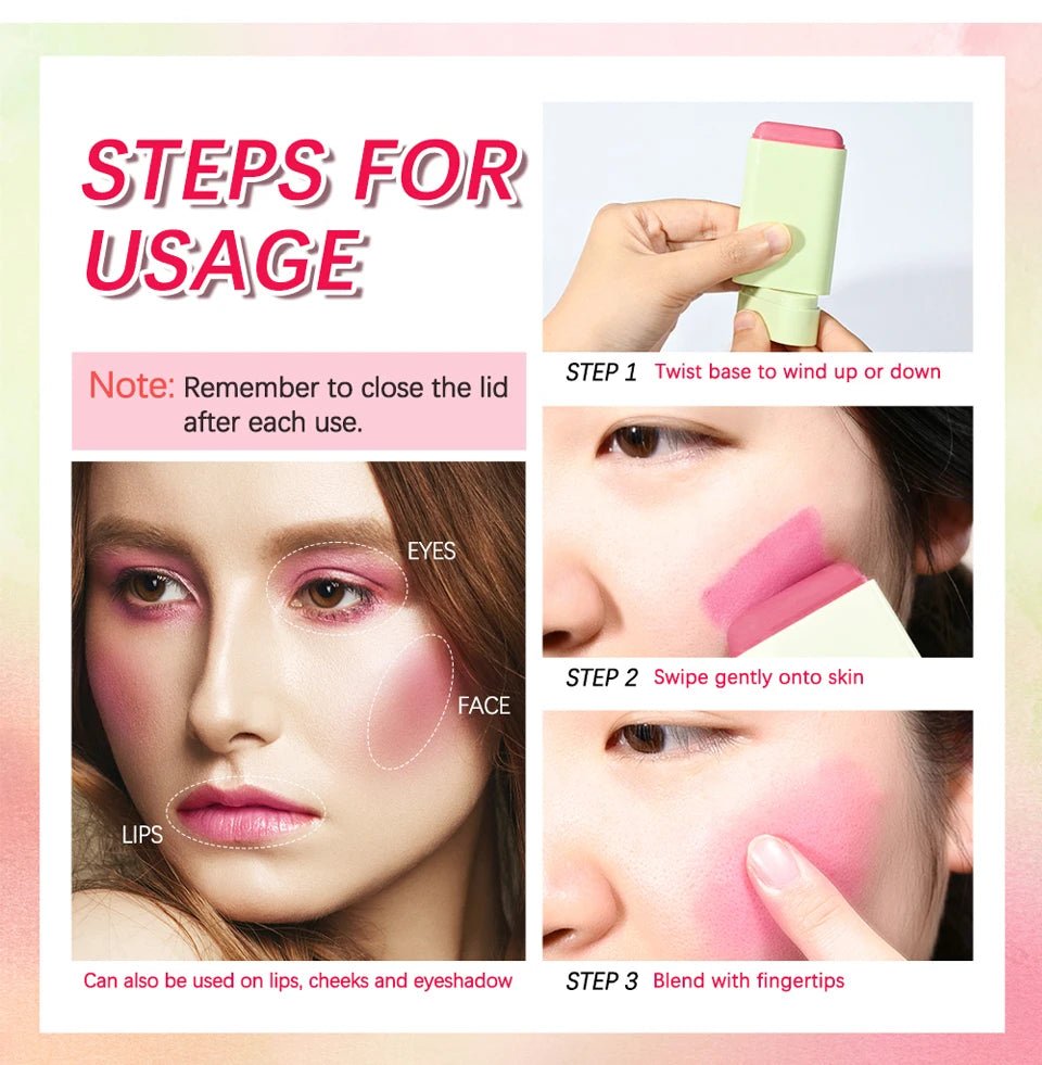 Glow Blush Stick — Waterproof Cream Blusher in 7 Shades - Mzunye