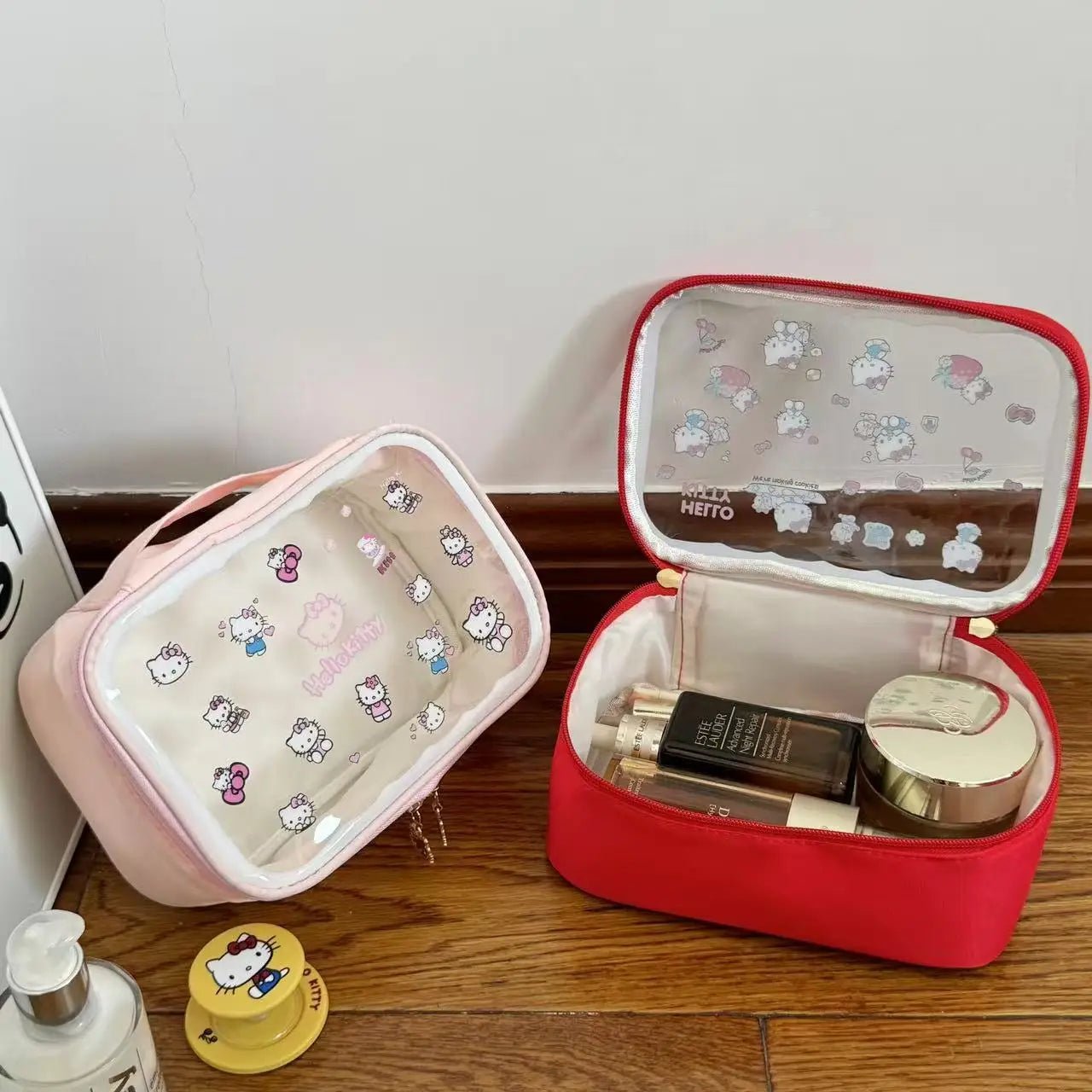 Hello Kitty Transparent Makeup Bag – Large Capacity Travel Cosmetic Organizer - Mzunye