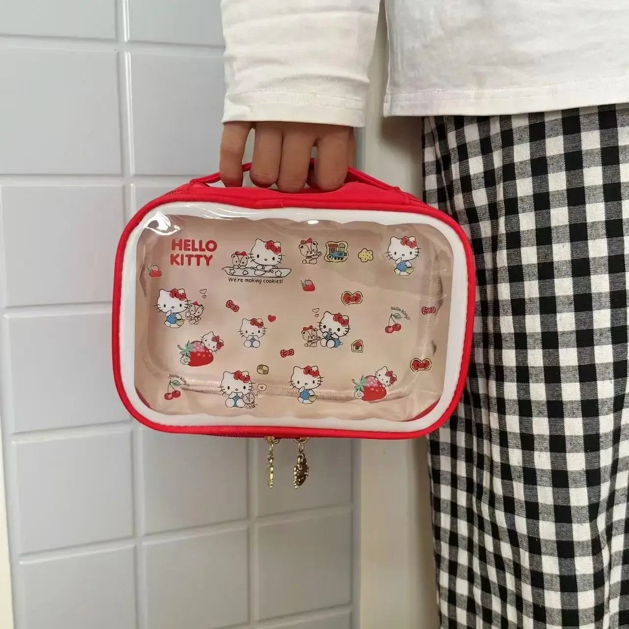 Hello Kitty Transparent Makeup Bag – Large Capacity Travel Cosmetic Organizer - Mzunye