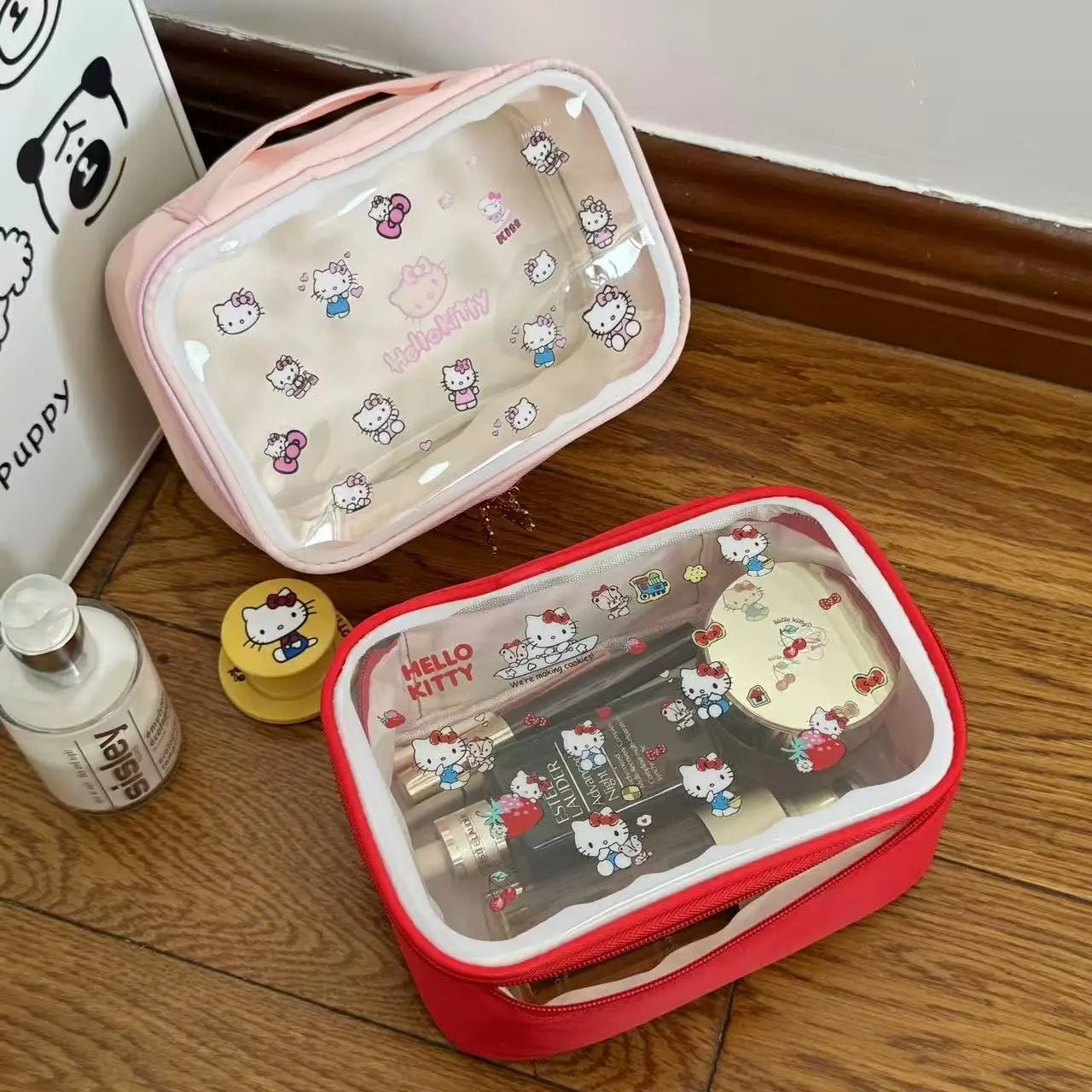Hello Kitty Transparent Makeup Bag – Large Capacity Travel Cosmetic Organizer - Mzunye