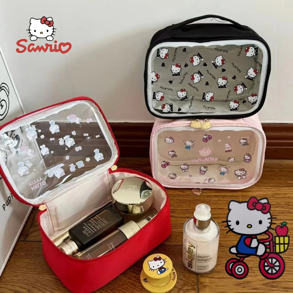 Hello Kitty Transparent Makeup Bag – Large Capacity Travel Cosmetic Organizer - Mzunye