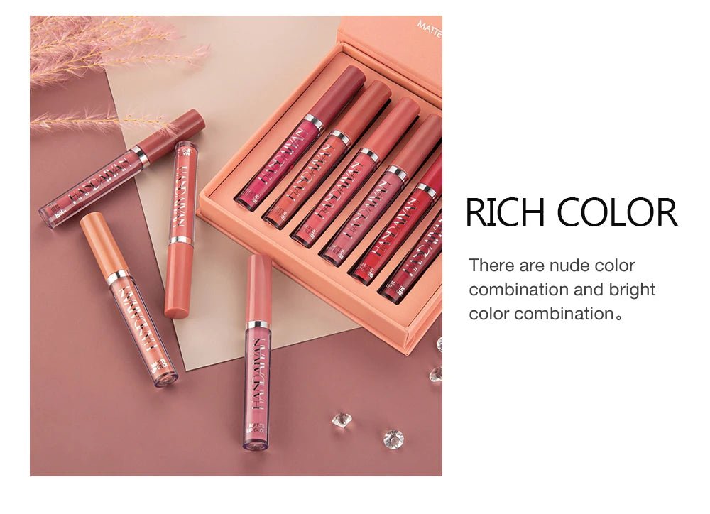 6pc Matte Liquid Lipstick Gift Box Set — Non-Stick Long-Lasting Formula | Mzunye