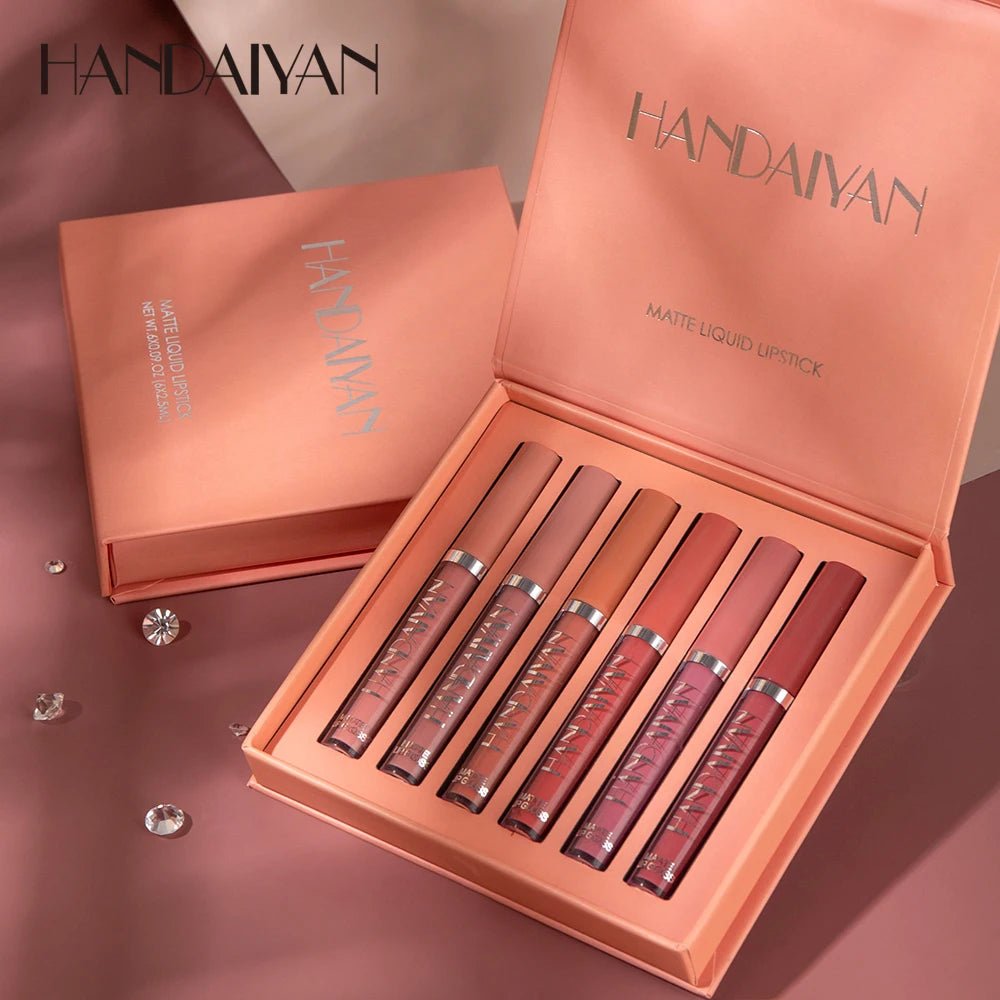 6pc Matte Liquid Lipstick Gift Box Set — Non-Stick Long-Lasting Formula | Mzunye
