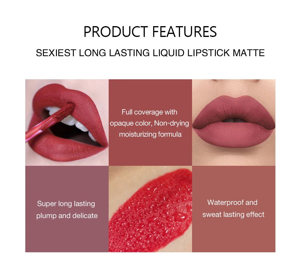 6pc Matte Liquid Lipstick Gift Box Set — Non-Stick Long-Lasting Formula | Mzunye