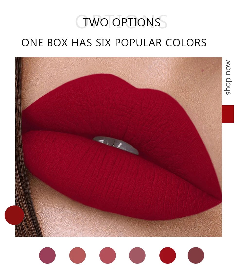 6pc Matte Liquid Lipstick Gift Box Set — Non-Stick Long-Lasting Formula | Mzunye
