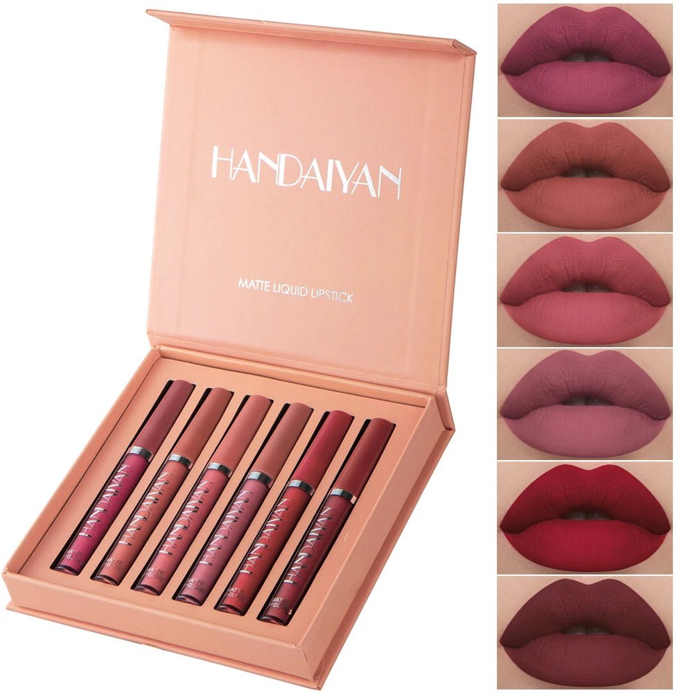 6pc Matte Liquid Lipstick Gift Box Set — Non-Stick Long-Lasting Formula | Mzunye