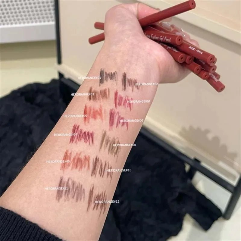 High - Pigment Waterproof Eyeliner Pencil — 12 Colours Including Wine Red & Nude Tones - Mzunye