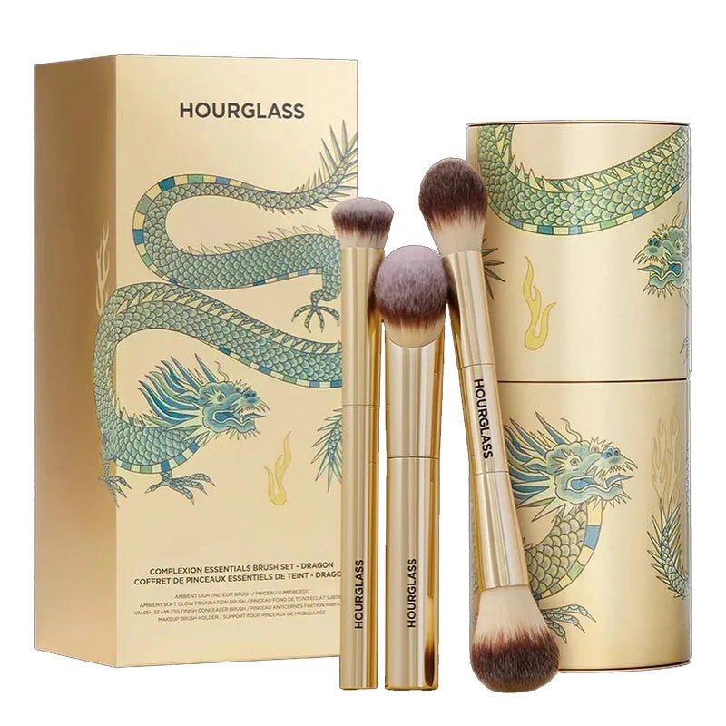 Hourglass 3 - Piece Makeup Brush Set | Foundation, Powder & Concealer Brushes + Cartridge - Mzunye