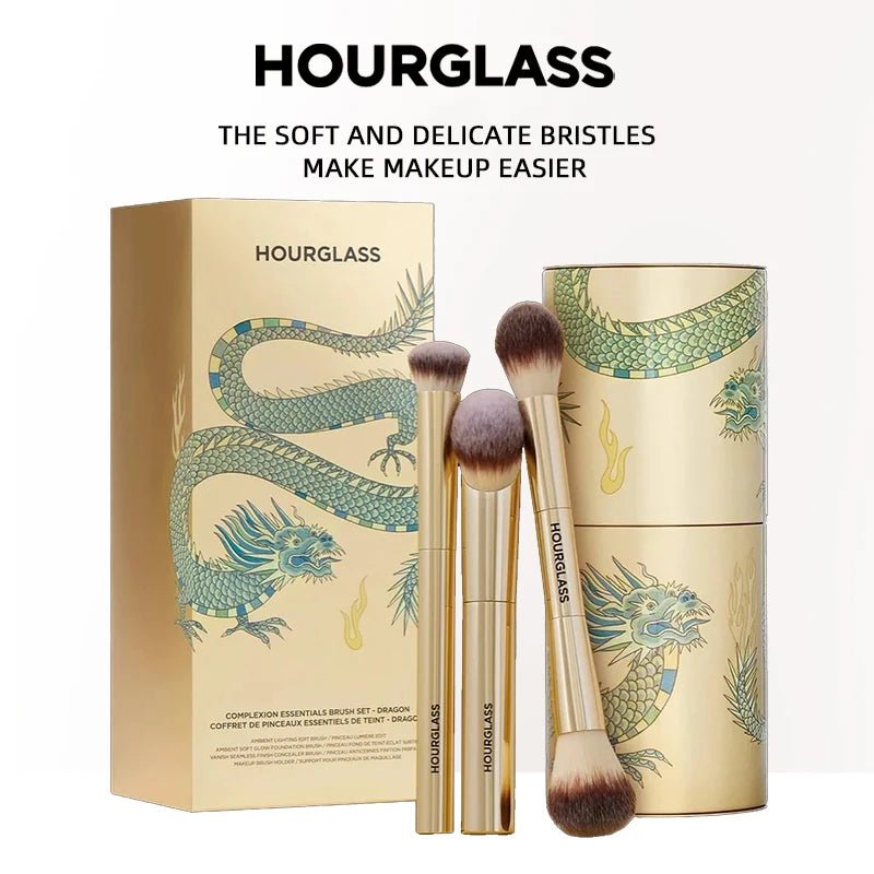 Hourglass 3 - Piece Makeup Brush Set | Foundation, Powder & Concealer Brushes + Cartridge - Mzunye