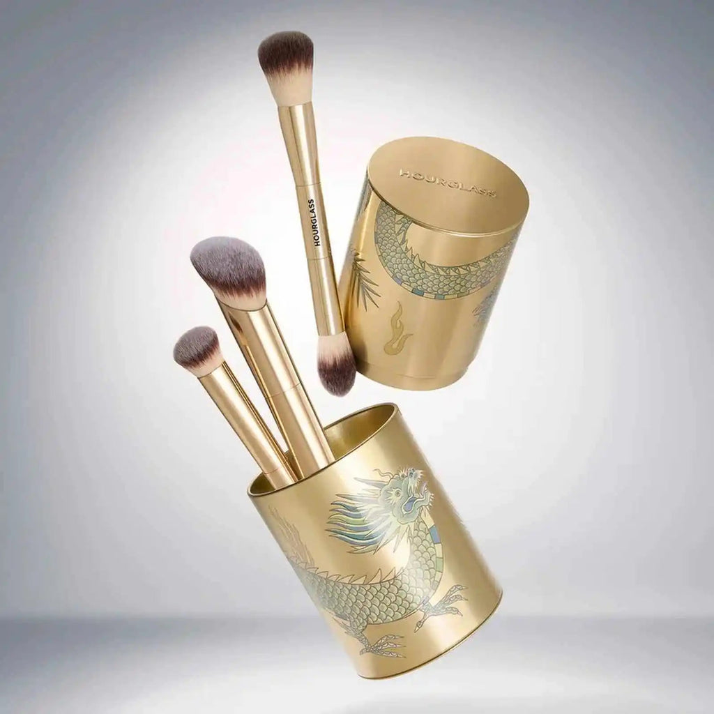 Hourglass 3 - Piece Makeup Brush Set | Foundation, Powder & Concealer Brushes + Cartridge - Mzunye