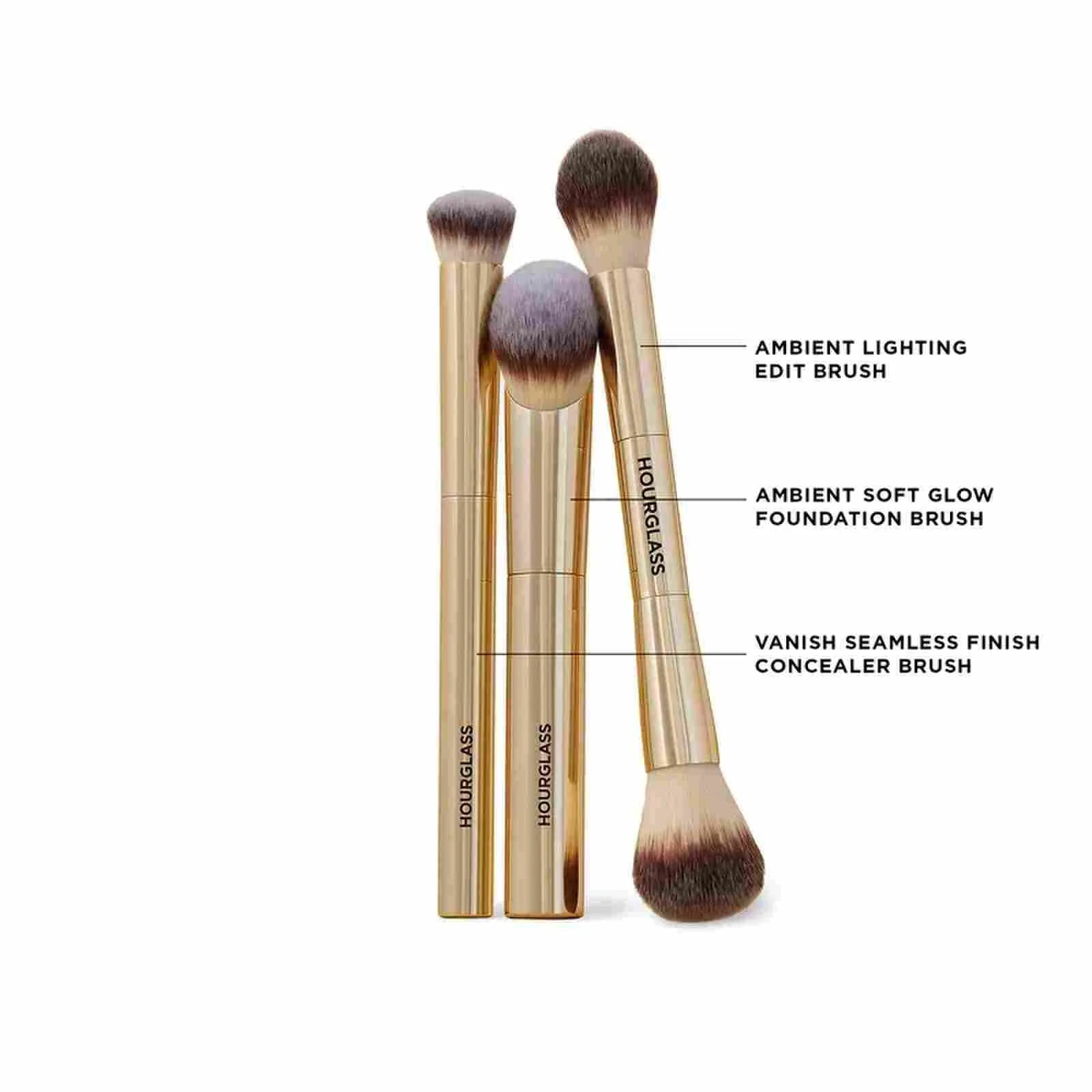 Hourglass 3 - Piece Makeup Brush Set | Foundation, Powder & Concealer Brushes + Cartridge - Mzunye