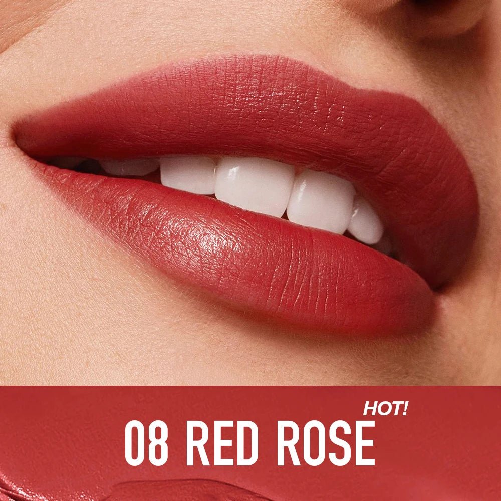 Hydrating Satin Lipstick — Long - Lasting Moisturizing Nourishing Plump Lips Glowing Finish in 8 Shades - Mzunye