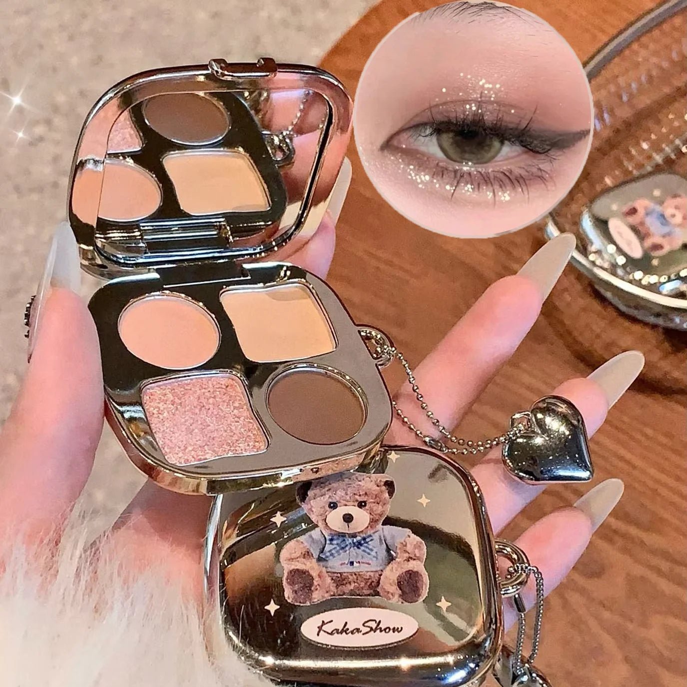 Kakashow Little Bear Eyeshadow Palette — Soft Natural Long - Lasting Smudge - Free Eye Makeup - Mzunye
