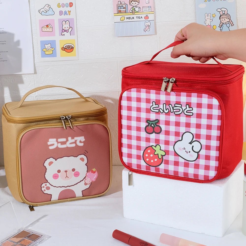 Kawaii Cartoon Makeup Bag — Large Capacity Travel Toiletry Organizer | 4 Colours - Mzunye