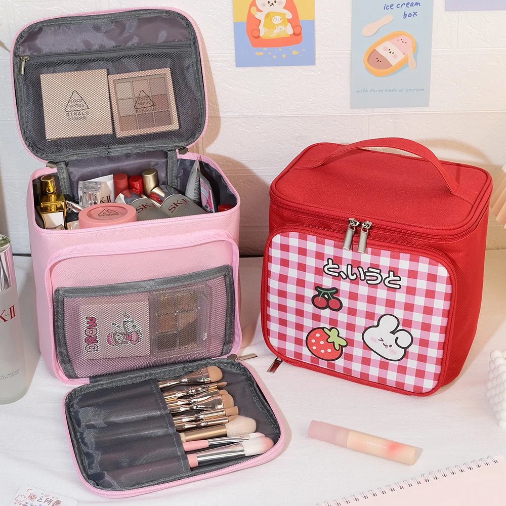 Kawaii Cartoon Makeup Bag — Large Capacity Travel Toiletry Organizer | 4 Colours - Mzunye