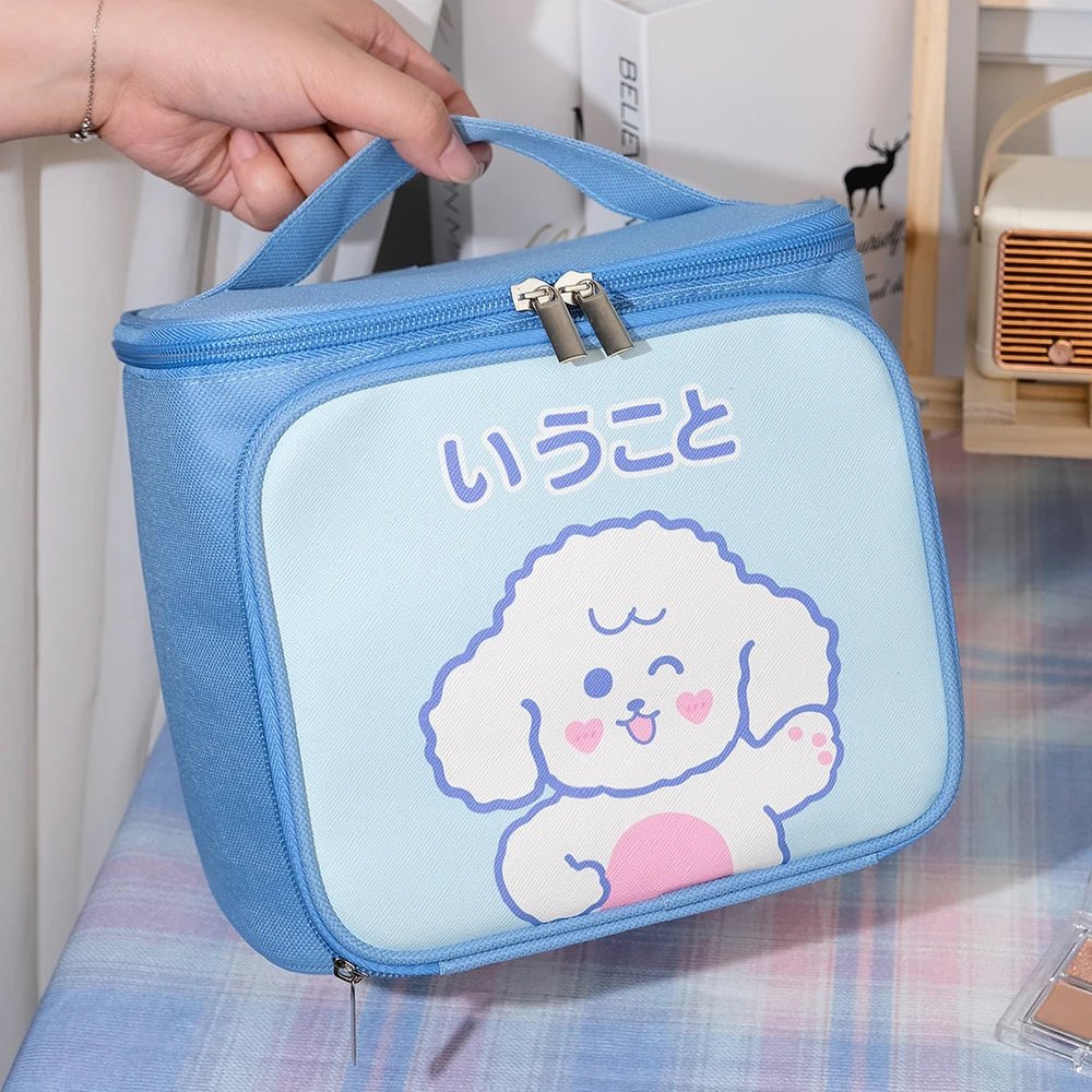 Kawaii Cartoon Makeup Bag — Large Capacity Travel Toiletry Organizer | 4 Colours - Mzunye