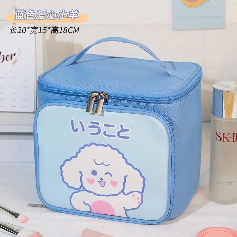 Kawaii Cartoon Makeup Bag — Large Capacity Travel Toiletry Organizer | 4 Colours - Mzunye