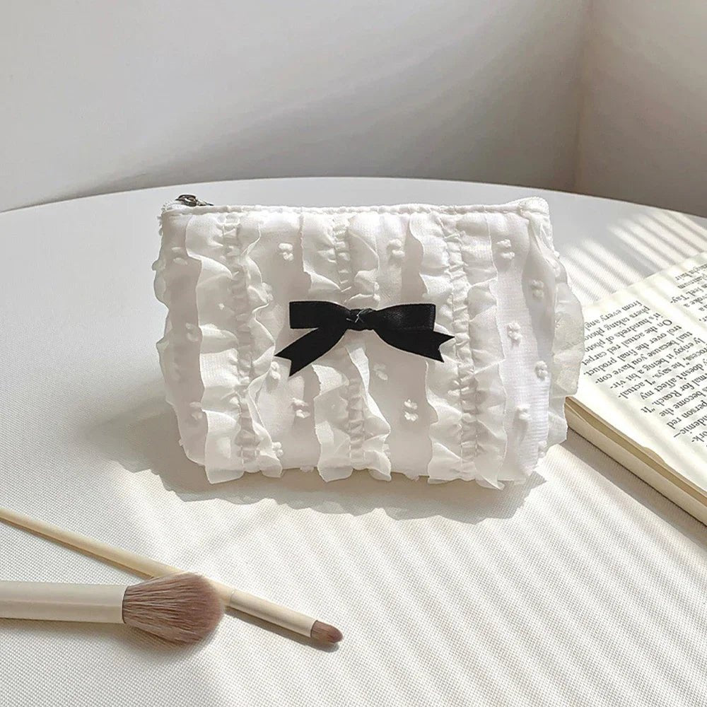 Lace Bow Coin Purse – Portable Cosmetic & Everyday Essentials Organizer - Mzunye