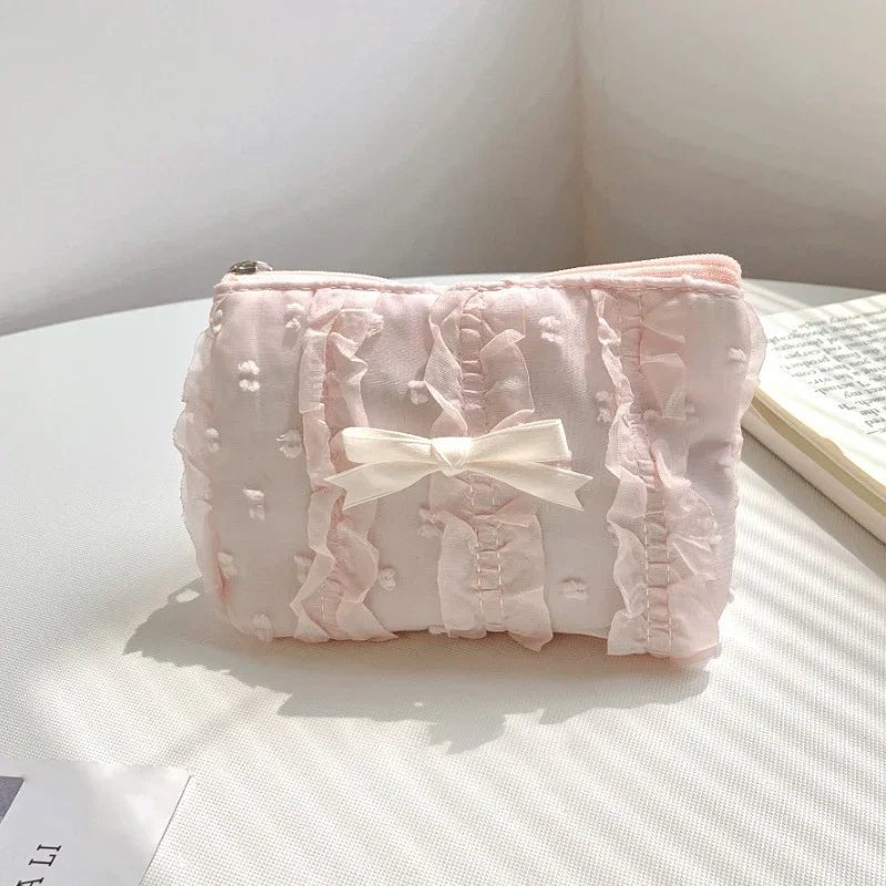 Lace Bow Coin Purse – Portable Cosmetic & Everyday Essentials Organizer - Mzunye