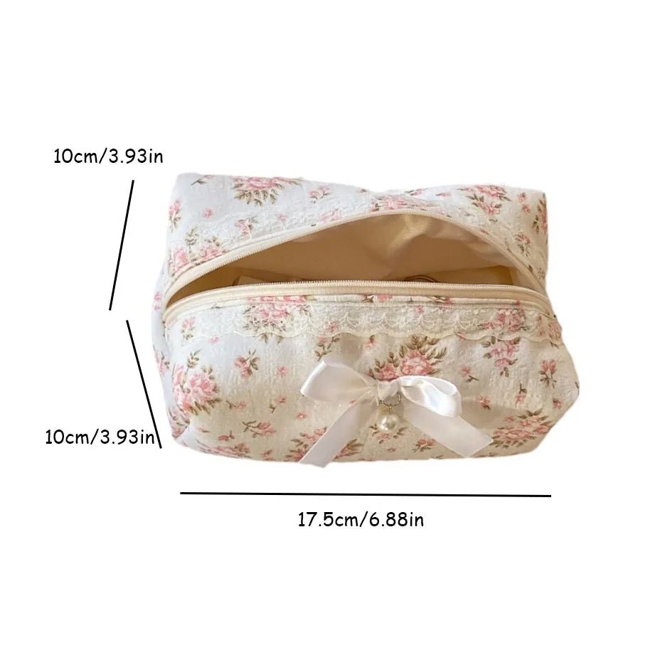 Lace Bow Cosmetic Bag – Large Capacity Makeup & Travel Organizer - Mzunye