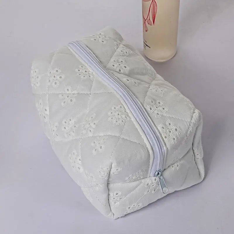 Lace Bow Ruffle Makeup Organizer — Large Capacity Travel Cosmetic Bag | 7 Styles - Mzunye