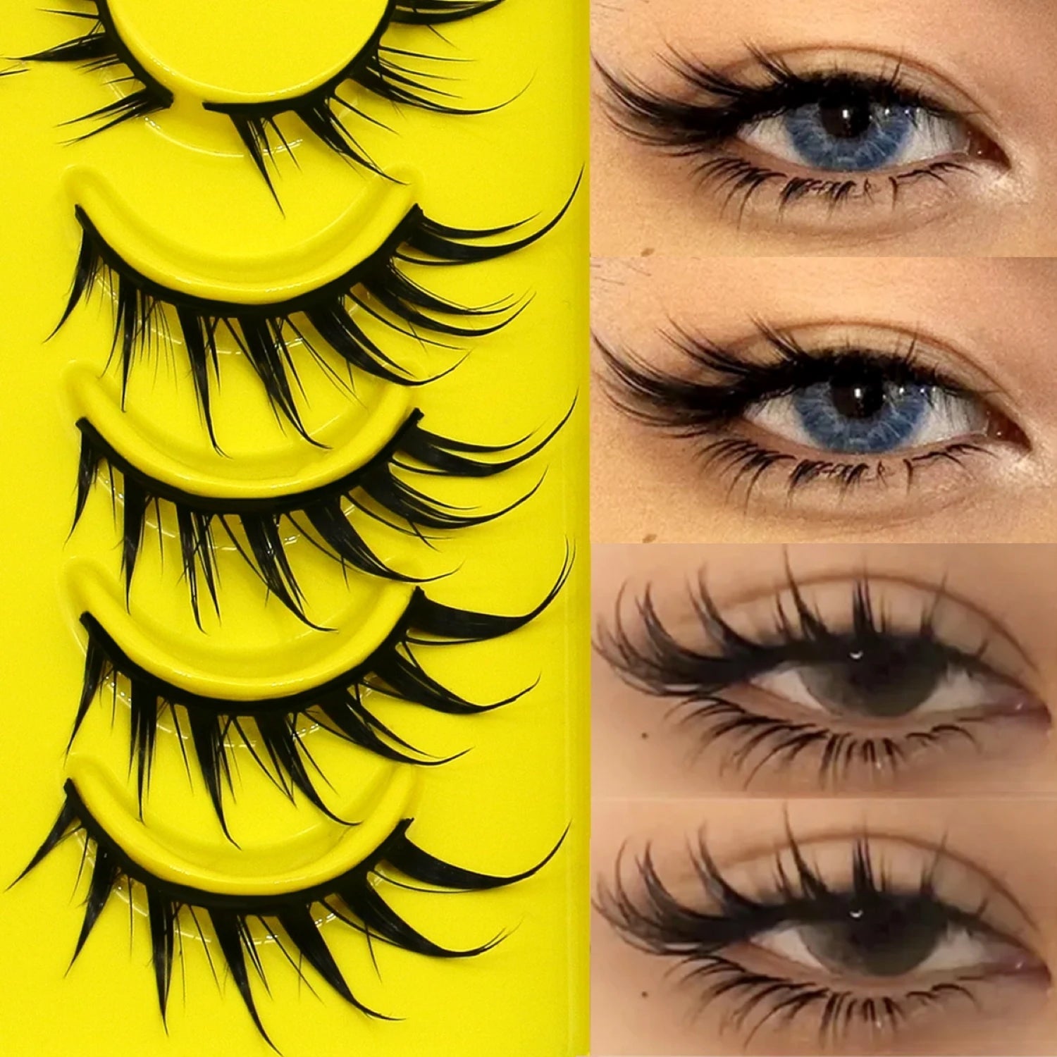Lasvirey 3D Faux Mink Cat Eye Lashes — Manga - Inspired Wispy Winged Design - Mzunye