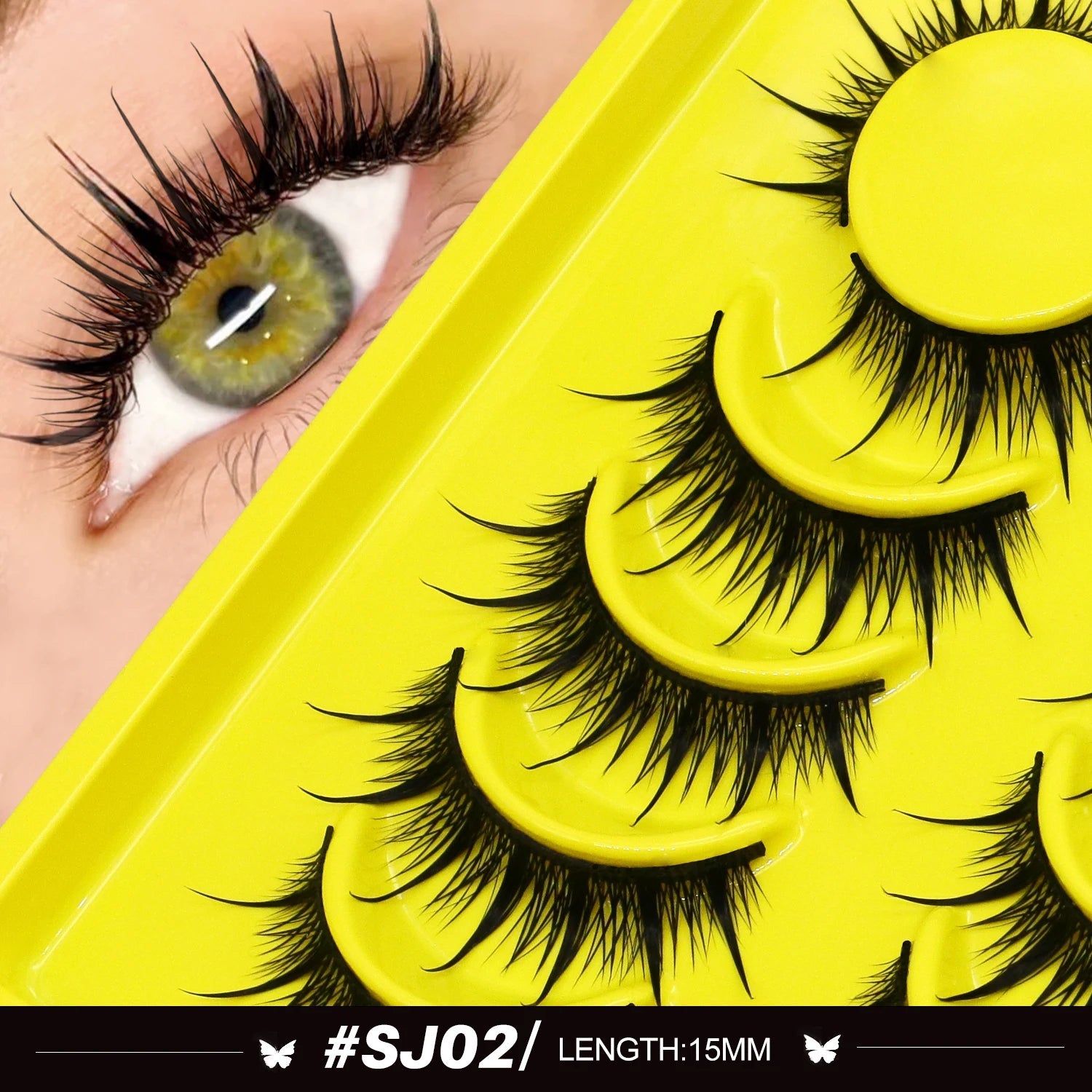 Lasvirey 3D Faux Mink Cat Eye Lashes — Manga - Inspired Wispy Winged Design - Mzunye