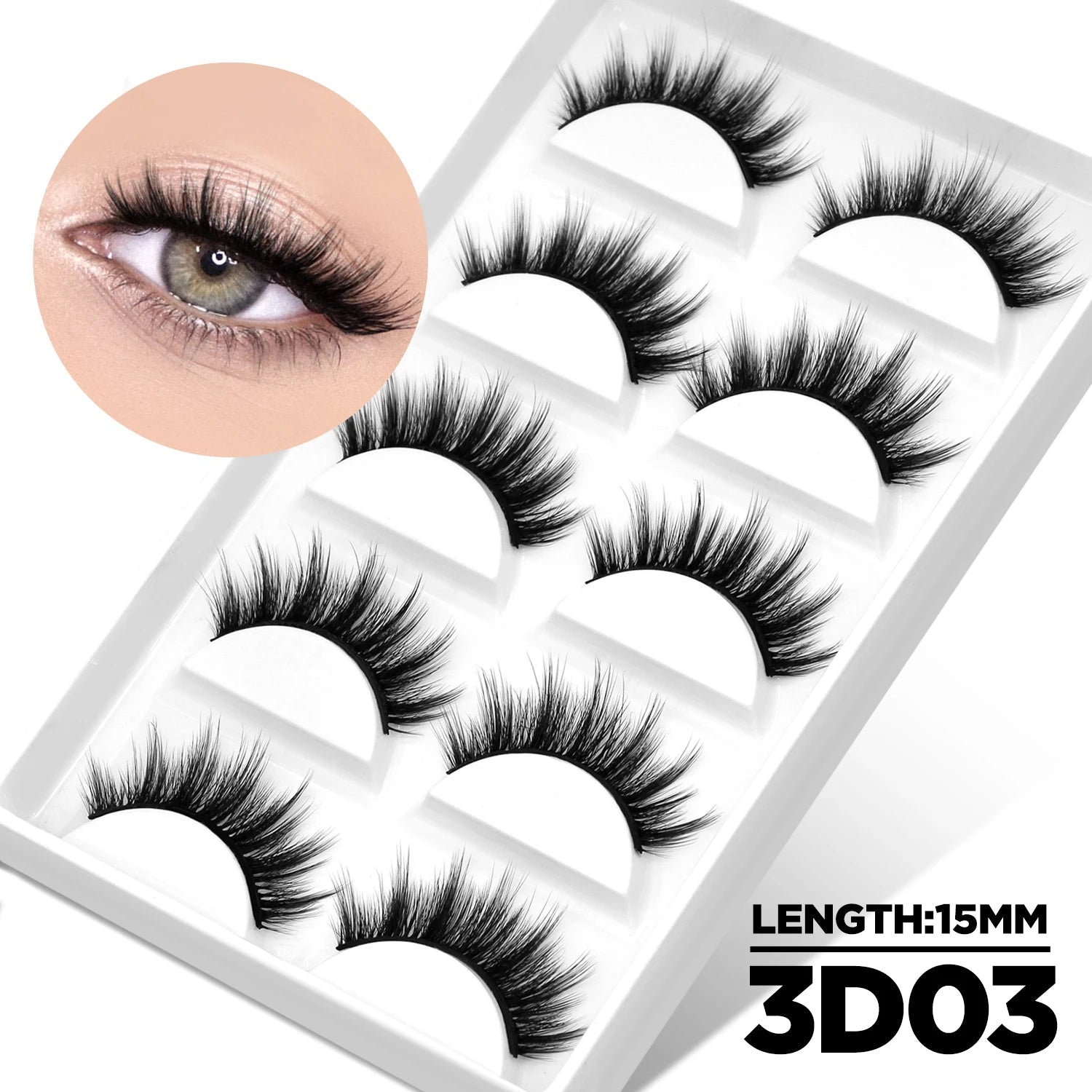 Lasvirey 3D Faux Mink Cat Eye Lashes — Manga - Inspired Wispy Winged Design - Mzunye