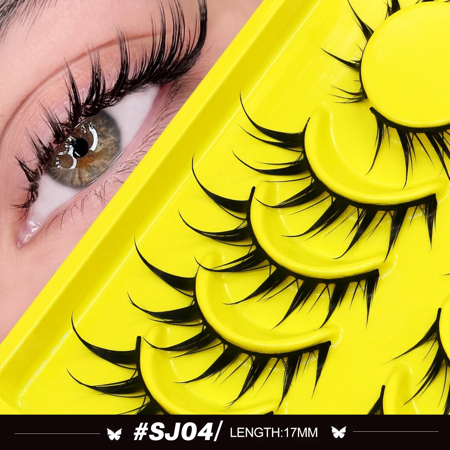 Lasvirey 3D Faux Mink Cat Eye Lashes — Manga - Inspired Wispy Winged Design - Mzunye