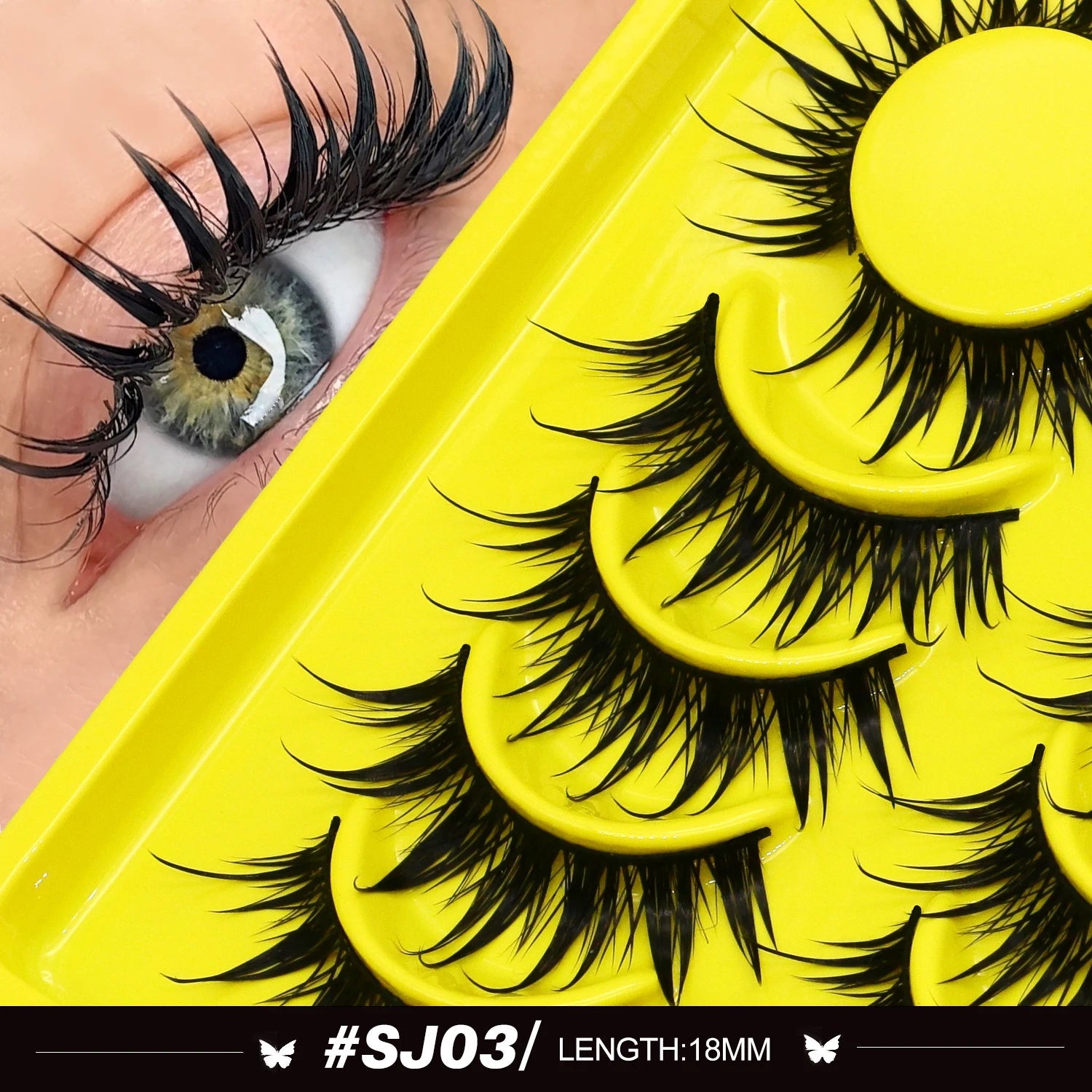 Lasvirey 3D Faux Mink Cat Eye Lashes — Manga - Inspired Wispy Winged Design - Mzunye