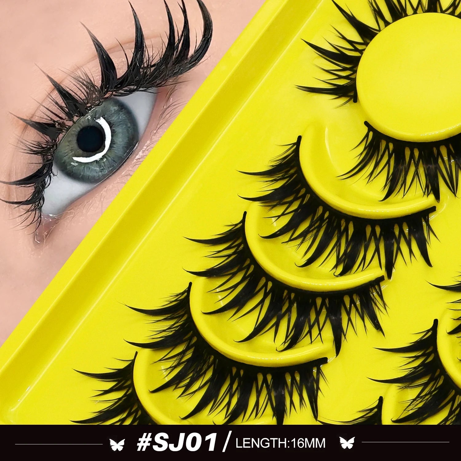 Lasvirey 3D Faux Mink Cat Eye Lashes — Manga - Inspired Wispy Winged Design - Mzunye