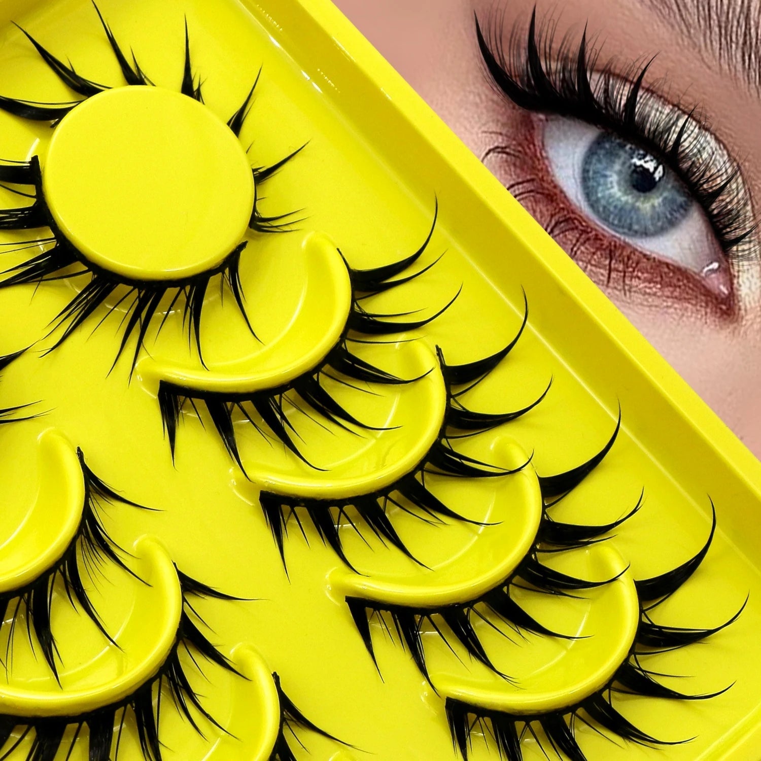 Lasvirey 3D Faux Mink Cat Eye Lashes — Manga - Inspired Wispy Winged Design - Mzunye