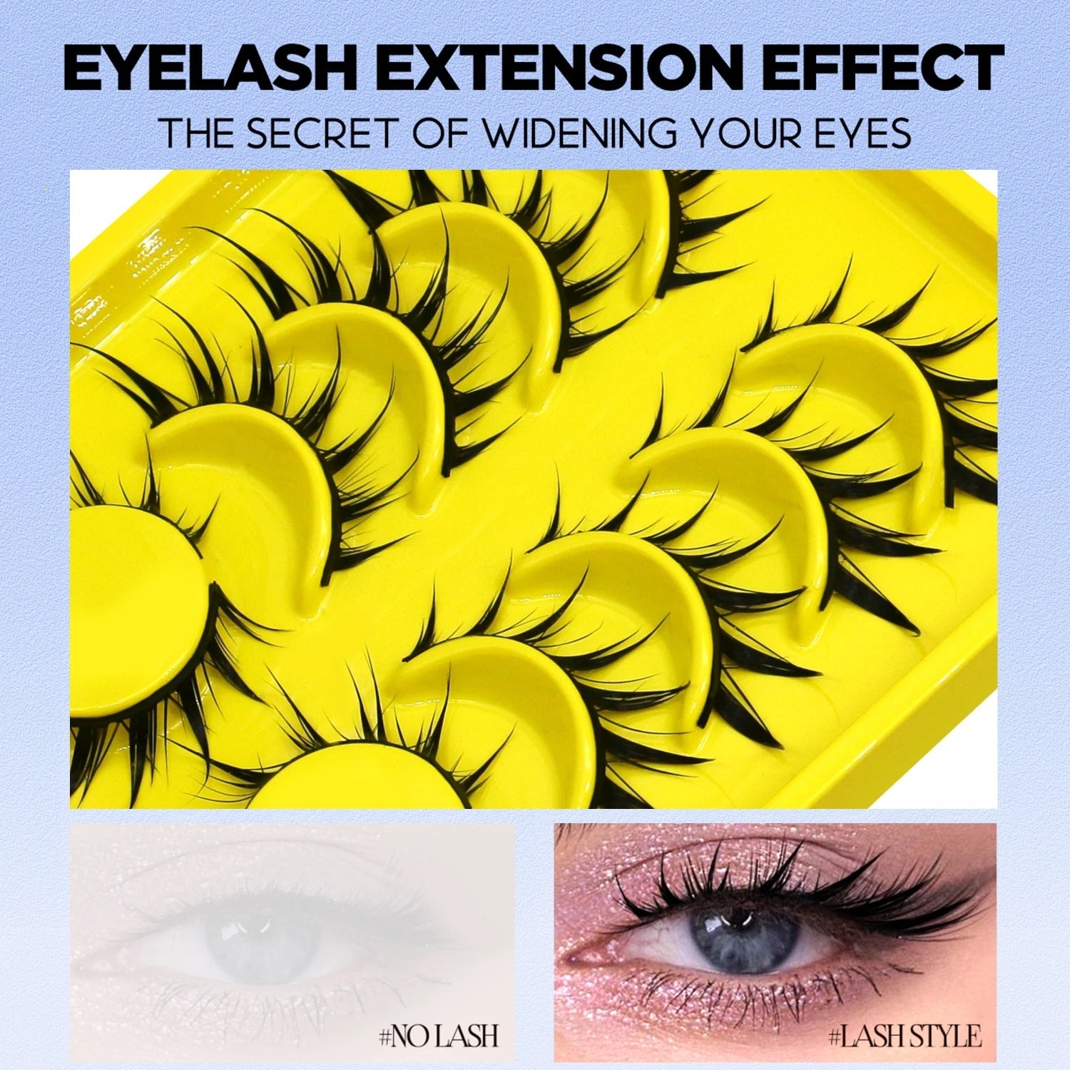 Lasvirey 3D Faux Mink Cat Eye Lashes — Manga - Inspired Wispy Winged Design - Mzunye