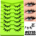 Lasvirey Cat Eye & Manga False Lashes — Faux Mink Strip Lashes with Clear Stem - Mzunye