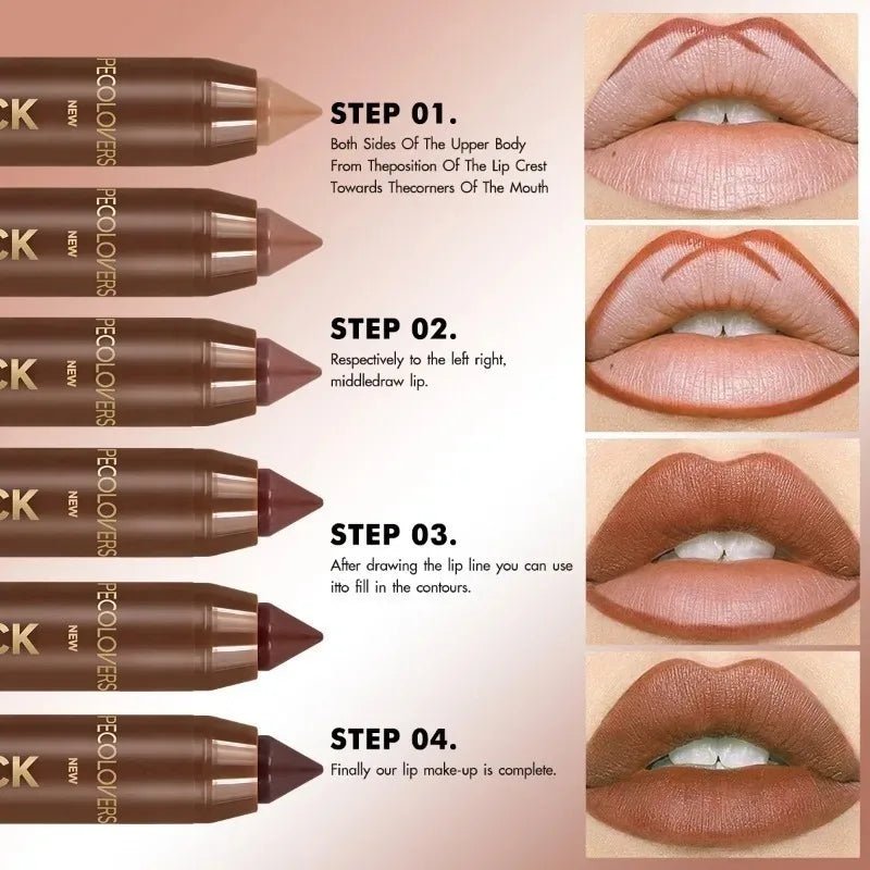 Lip Liner & Lip Gloss Lipstick Suit — Natural Moisturizing Lip Contour & Gloss Set - Mzunye