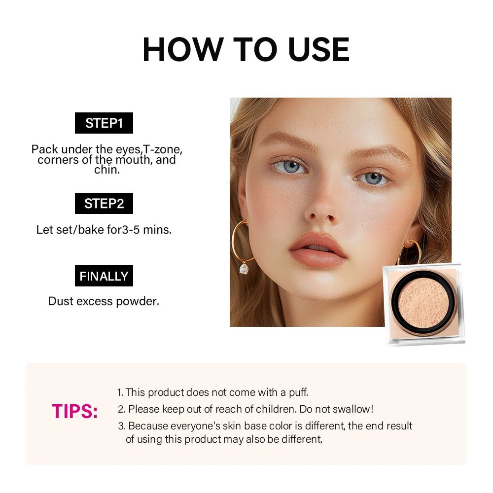 Loose Baking & Setting Powder – Long - Lasting Matte Finish with Oil Control - Mzunye