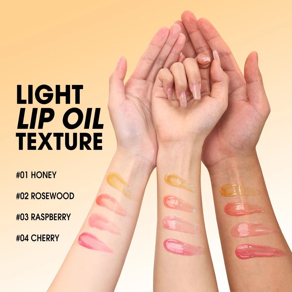 Luxury Glitter Lip Oil Plumper — Moisturizing Non - Sticky Tinted Gloss - Mzunye