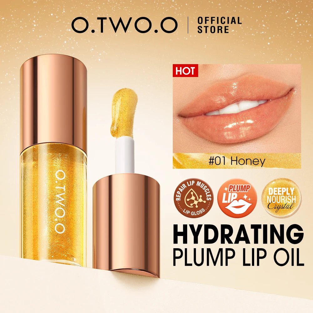 Luxury Glitter Lip Oil Plumper — Moisturizing Non - Sticky Tinted Gloss - Mzunye