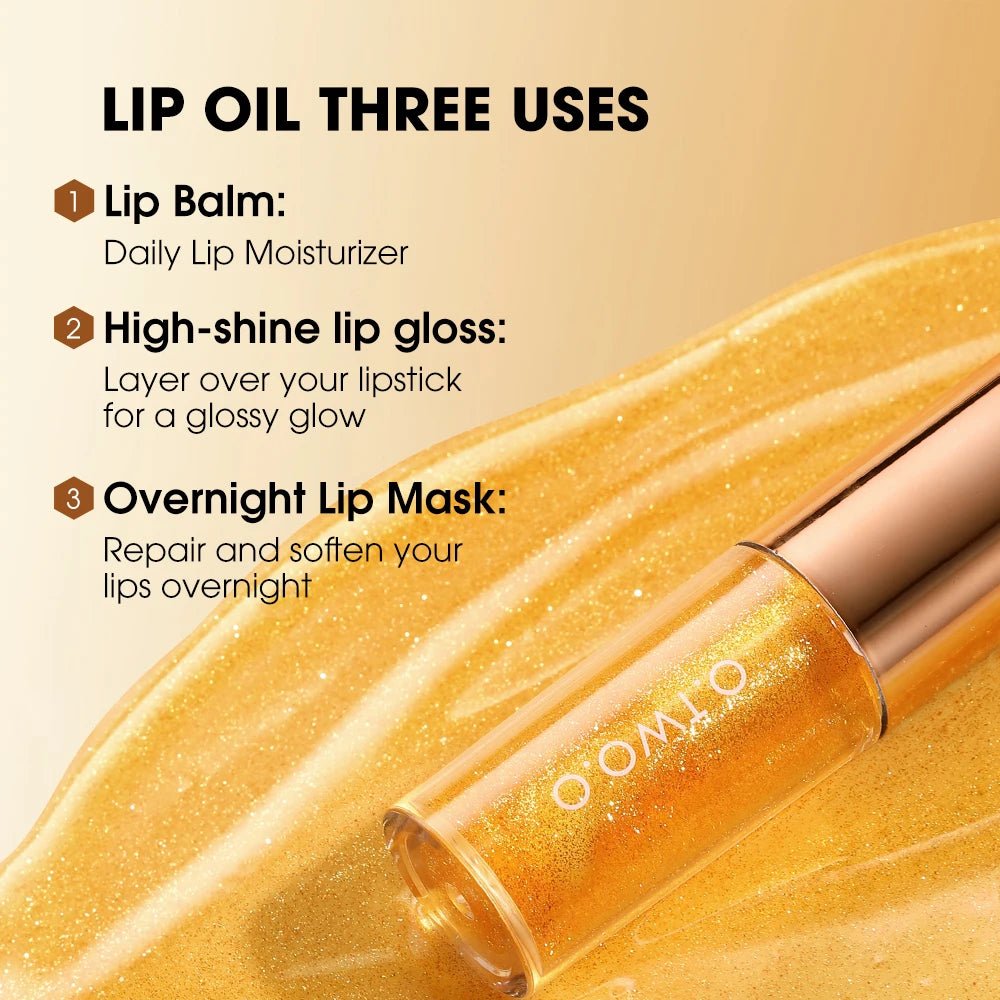 Luxury Glitter Lip Oil Plumper — Moisturizing Non - Sticky Tinted Gloss - Mzunye