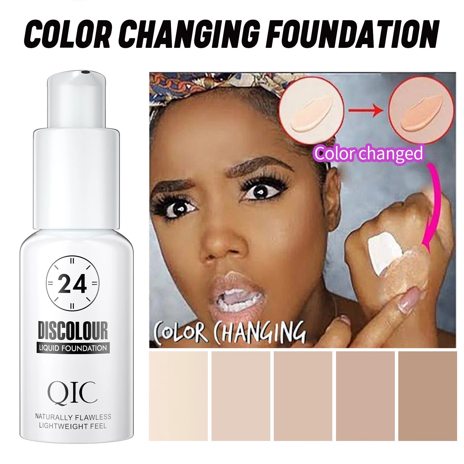 Magic Color Changing Foundation – Soft Matte Long - Lasting Hydrating Base - Mzunye