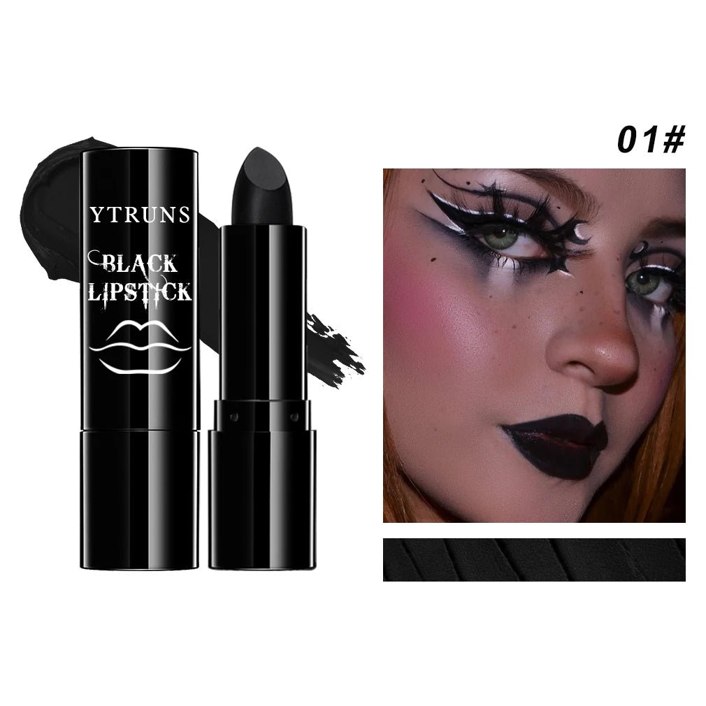 Matte Black Lipstick — Long - Lasting Waterproof Gothic Dark Lip Color for Party & Halloween Cosplay - Mzunye