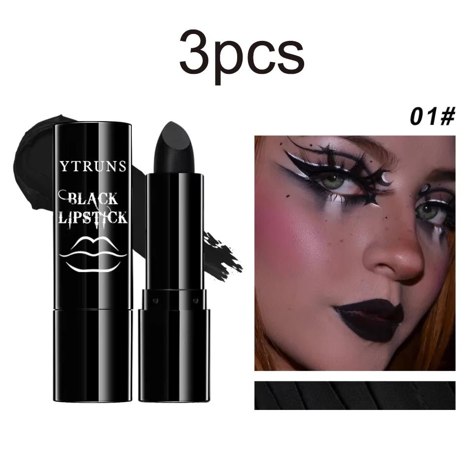 Matte Black Lipstick — Long - Lasting Waterproof Gothic Dark Lip Color for Party & Halloween Cosplay - Mzunye