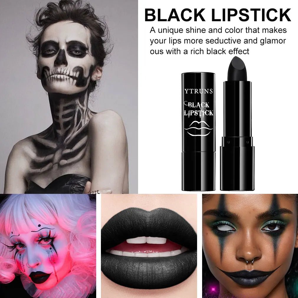 Matte Black Lipstick — Long - Lasting Waterproof Gothic Dark Lip Color for Party & Halloween Cosplay - Mzunye